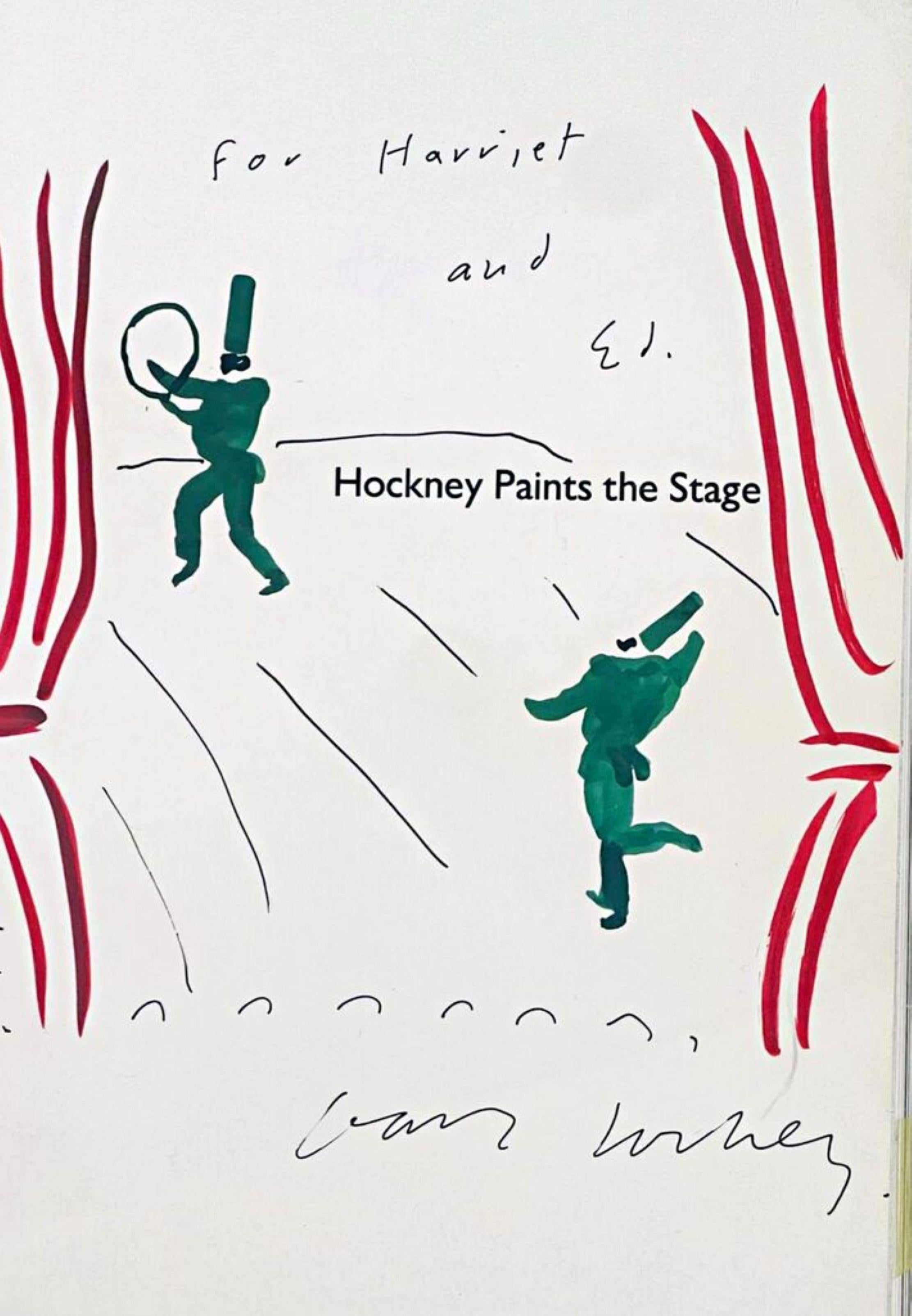 David Hockney
Hockney dipinge il palcoscenico (firmato e iscritto ai fiduciari del Walker Museum), 1983
Pittura originale in acrilico, acquerello e inchiostro eseguita sul frontespizio della monografia (firmata e iscritta da David Hockney; firmata e