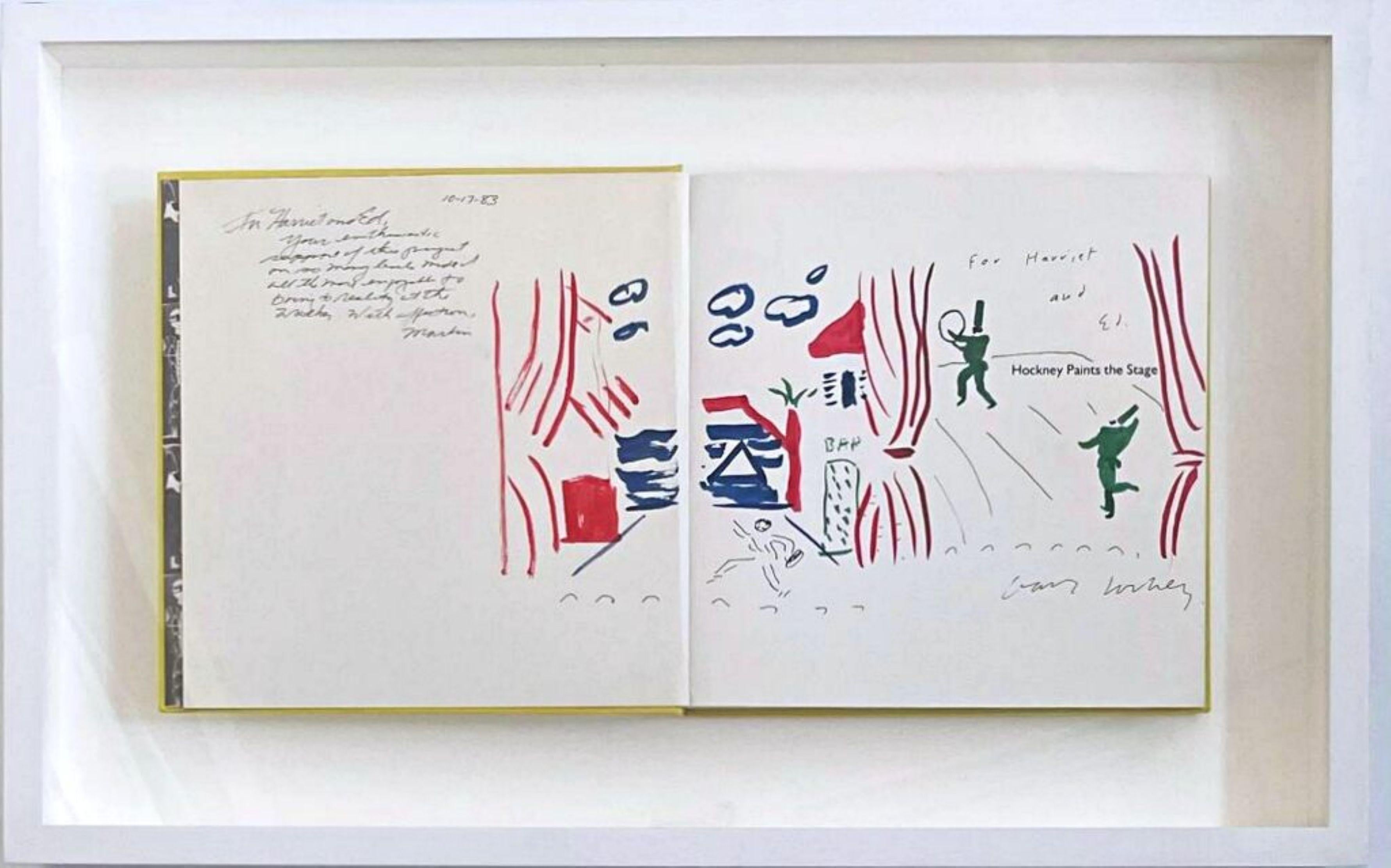 Pittura a tecnica mista in monografia, firmata e iscritta ai fiduciari del museo, incorniciata - Art di David Hockney