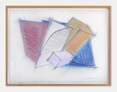 Charles Hinman, dibujo minimalista, abstracto geométrico moderno de mediados de siglo Firmado