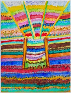 Untitled Concert Hall painting Mid Century Surrealistic spiritual unique signed