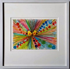 Santi Moix, Brazilian artist, Consilience, unique signed work on paper, Framed