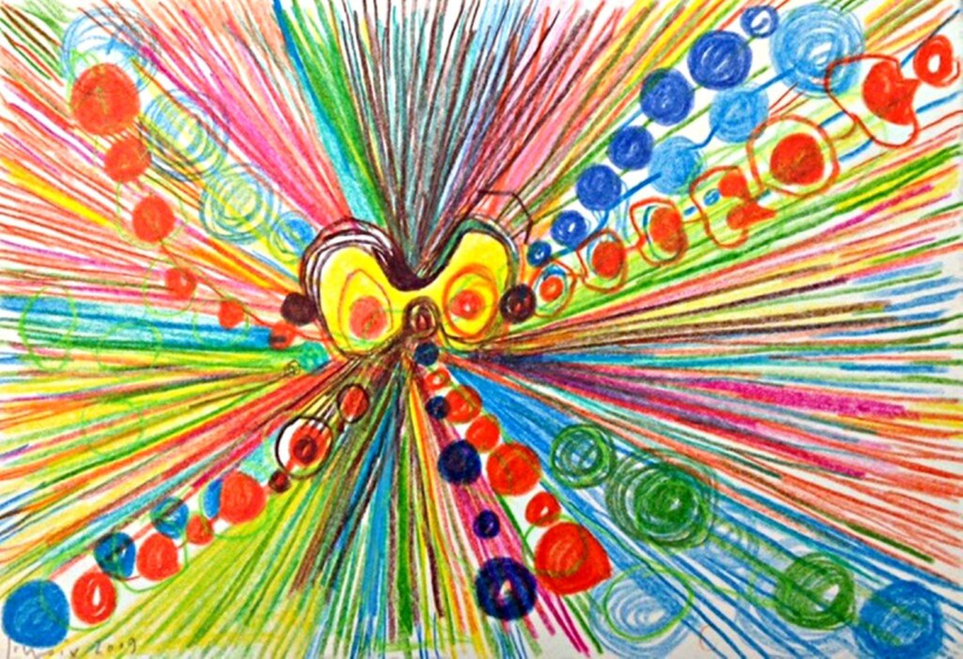 Santi Moix, artista brasiliano, Consilience, opera unica firmata su carta, incorniciata in vendita 1
