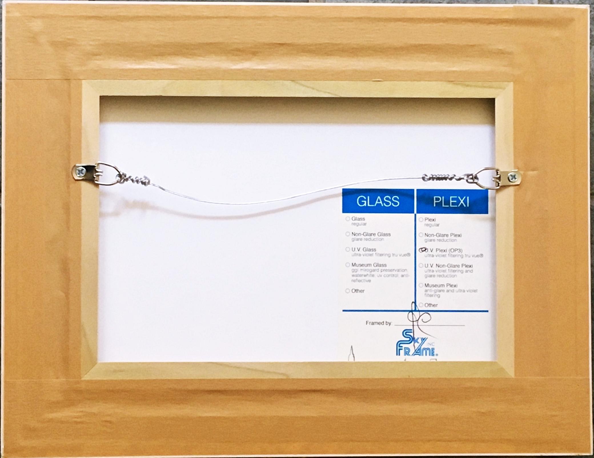 Papillon avec paillettes, monogravure mixte signée sur papier aquarelle, encadrée 2