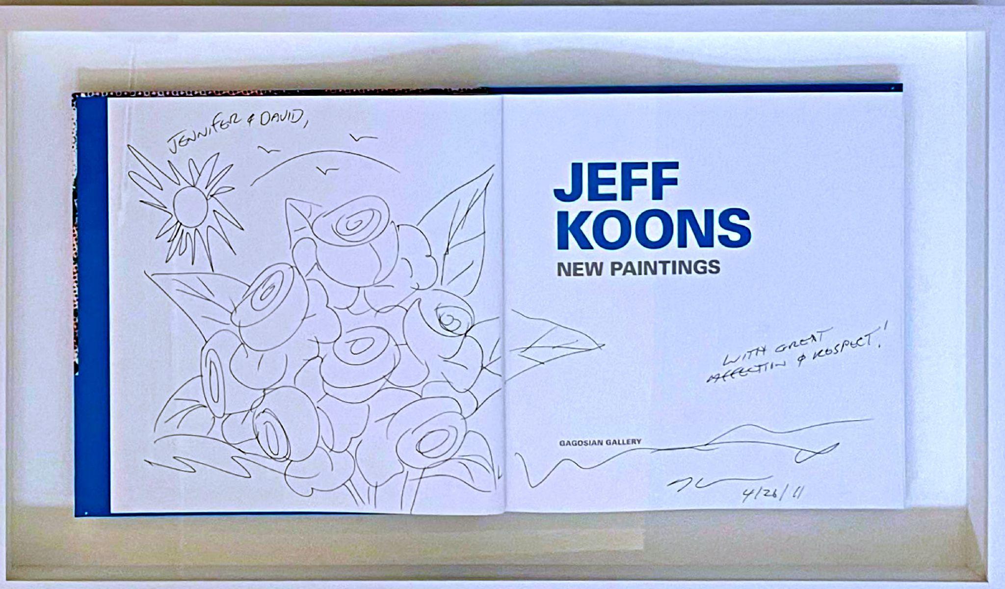 Tulipanes originales en dibujo apaisado a tinta, firmado e inscrito en monografía Enmarcado - Art de Jeff Koons