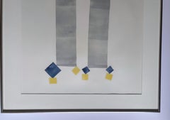 Lyman Kipp, Untitled Minimalist painting on paper signed and dated vintage frame