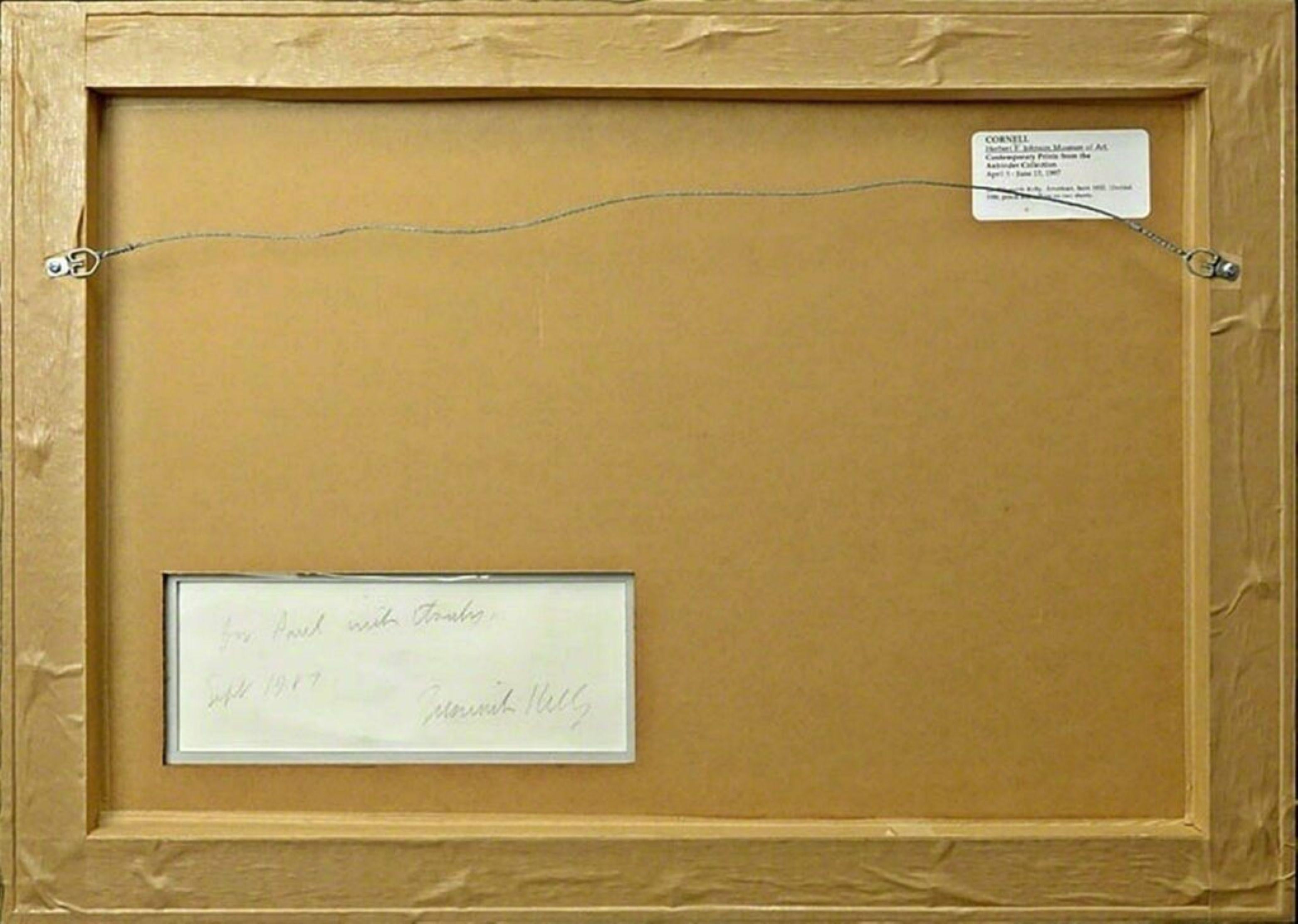 Ellsworth Kelly
Dibujo de Ciclamen III, y collage para Conques (Sin título), expuesto en el Museo de Arte Johnson de la Universidad de Cornell, 1987
Dibujo en grafito y collage de técnica mixta sobre papel, con anotaciones a lápiz, (Dos obras,
