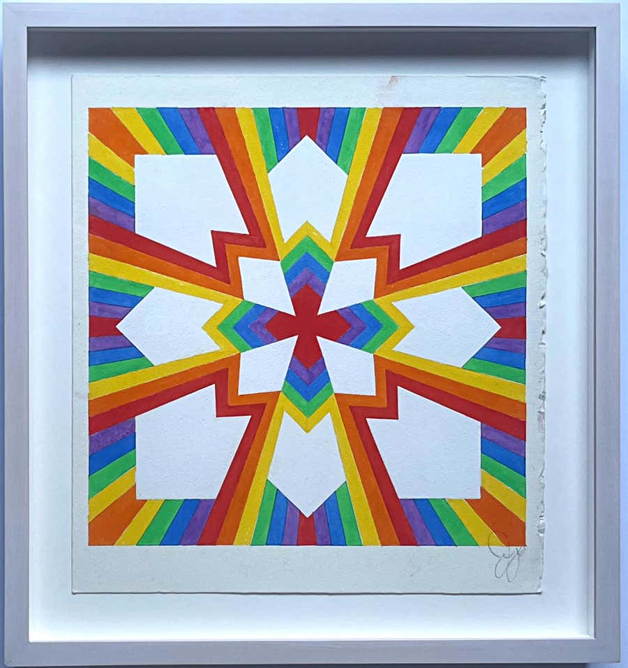 Jack Youngerman - Spectrum 356, unique signed watercolor handmade paper, framed