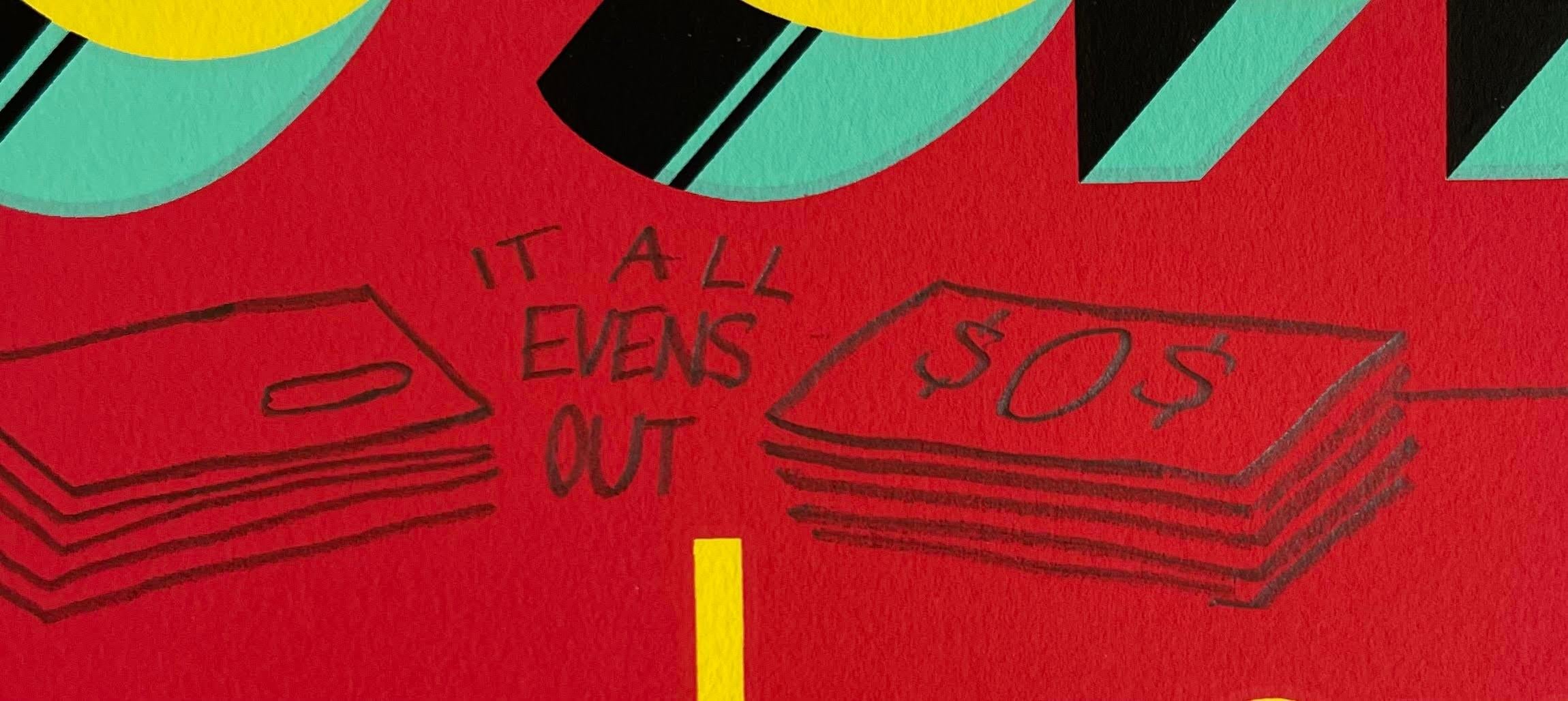UNIQUE one-of-a-kind Signed Drawings on Everything is Shit Except You Love print For Sale 2