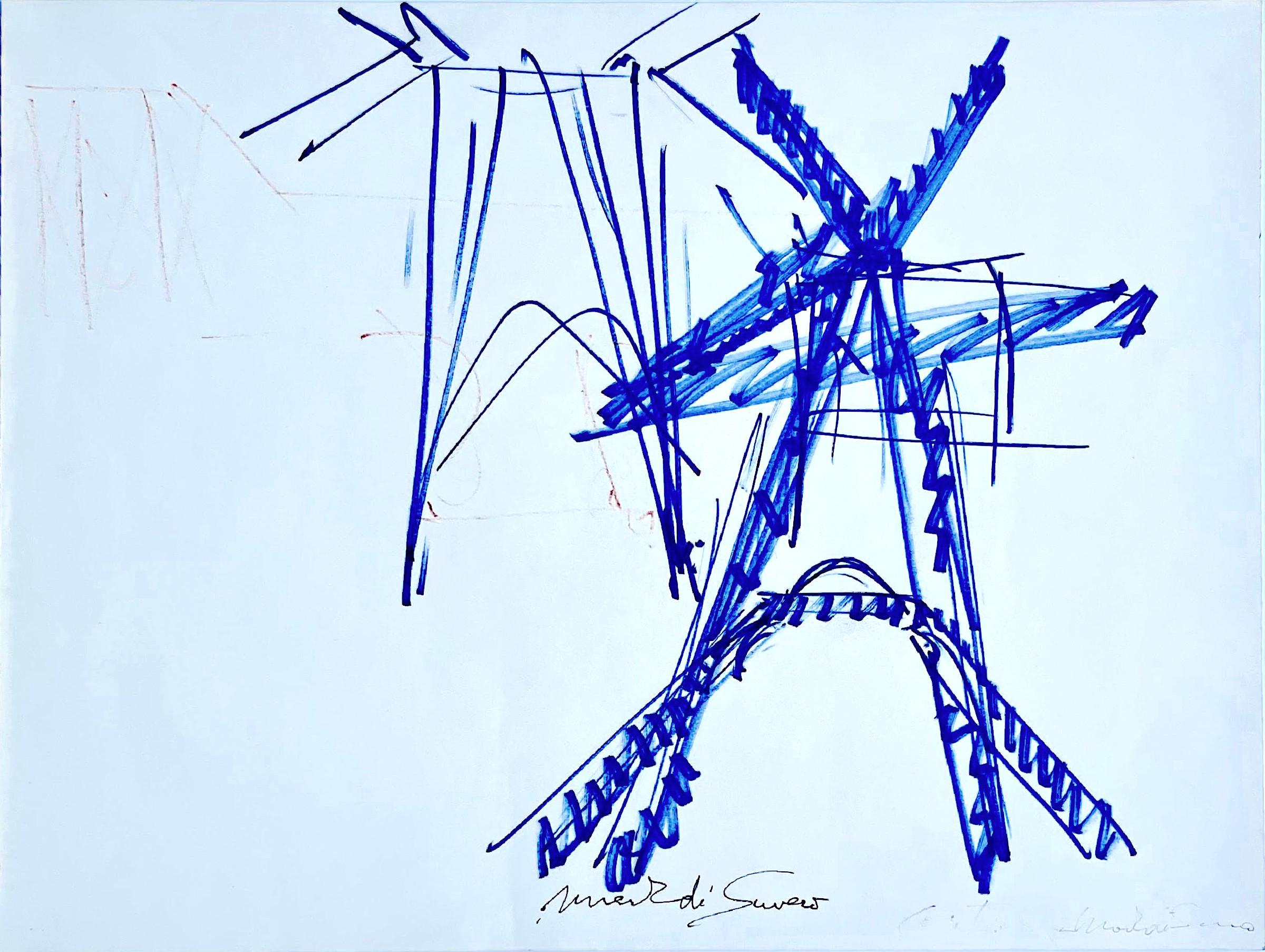 Mark di Suvero Abstract Drawing - Study for Abstract Expressionist sculpture Atman, hand signed twice by di Suvero