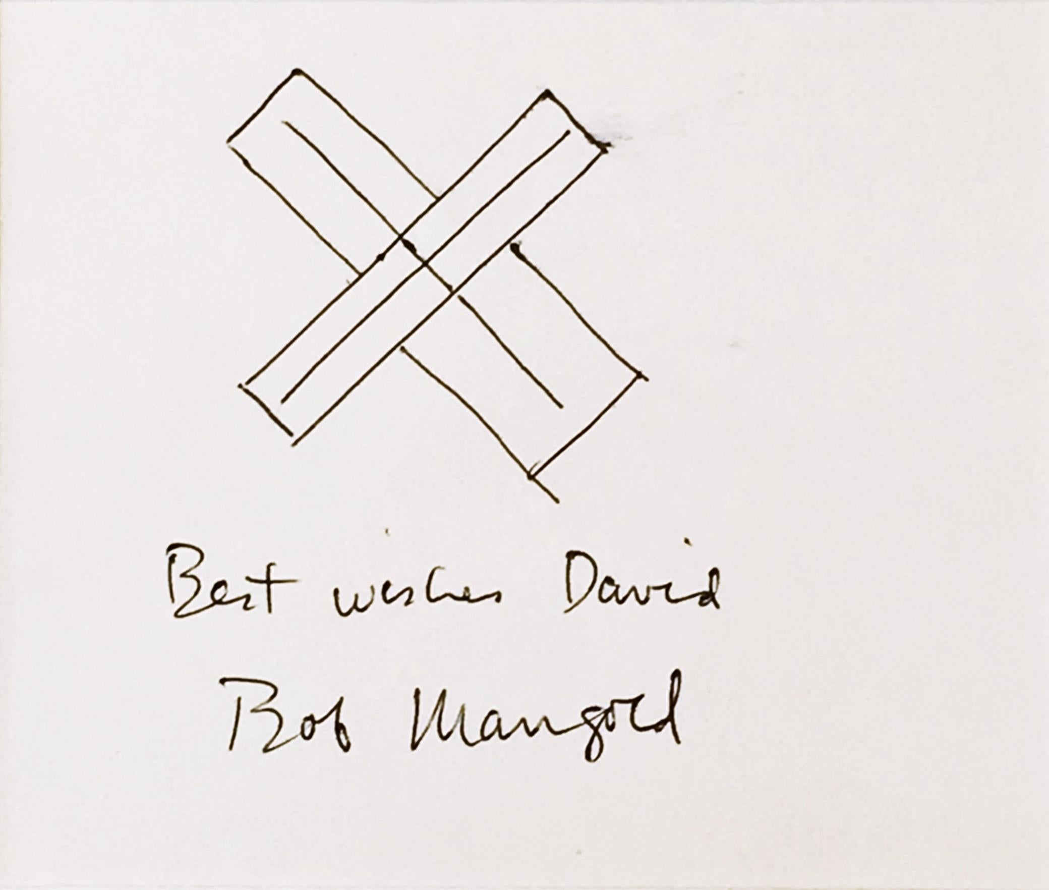 Dessin minimaliste unique signé par un artiste de renom, inscrit au nom d'un professeur d'art. - Art de Robert Mangold