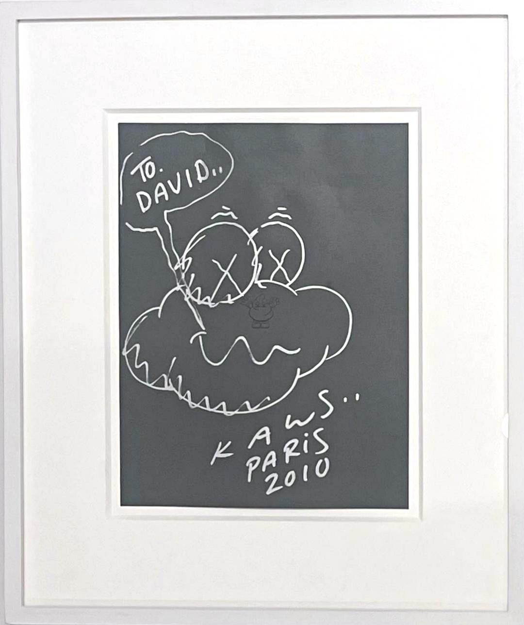 Paris Cloud Drawing (signiert und mit David beschriftet) Unikat auf farbigem Papier – Art von KAWS