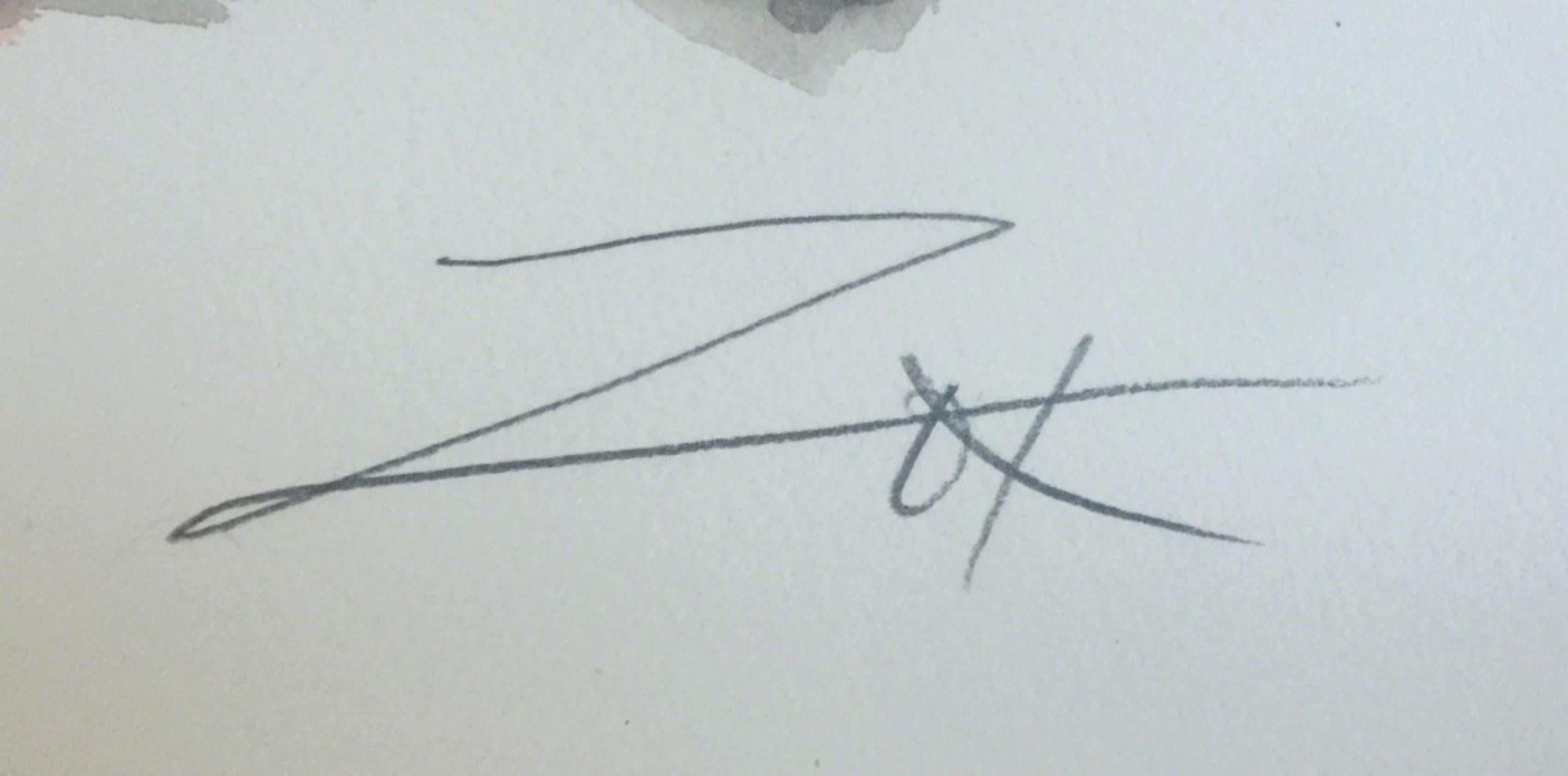 Dexter's Choice State II, acuarela mixta firmada (variante única), Enmarcada - Painting de Larry Zox