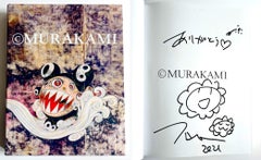 Original Signed Drawing in book, Two Flowers with heart, inscribed in Japanese