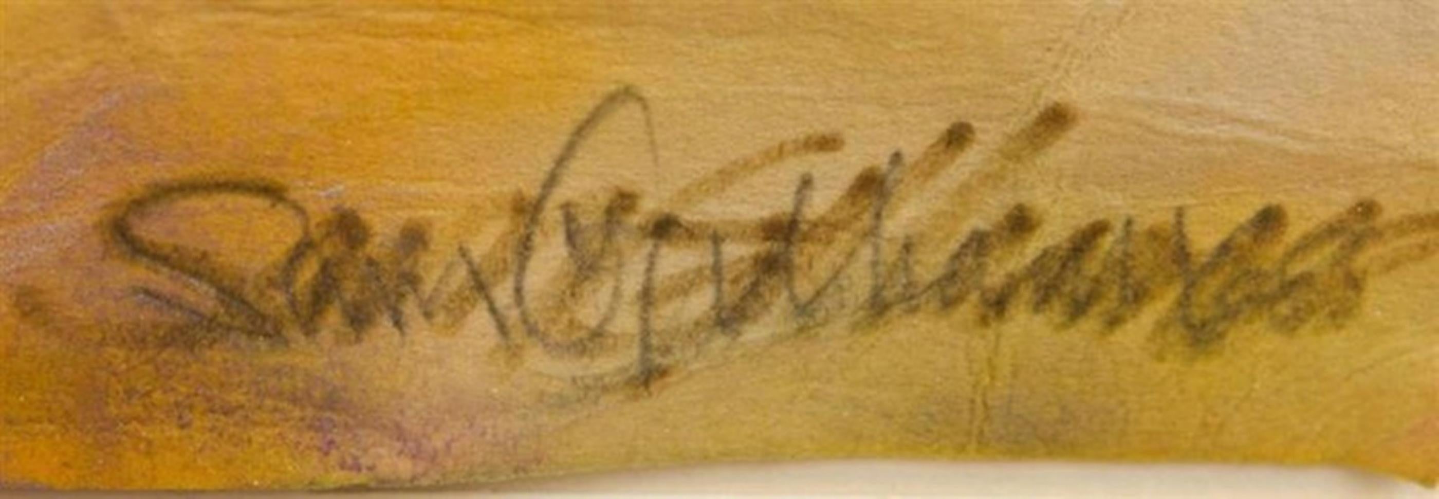 Abstract painting, Ex-Museum of Modern Art Collection (MoMA label) Signed Framed - Beige Abstract Drawing by Sam Gilliam