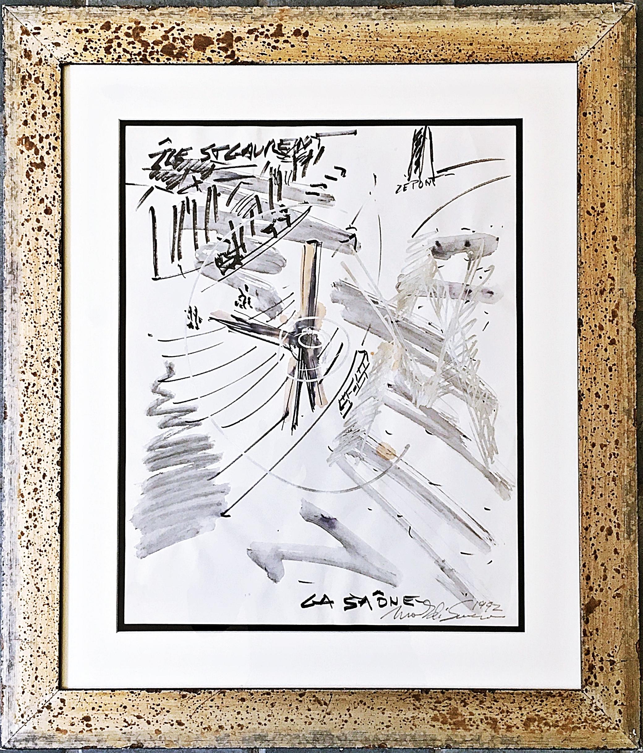 Project for Sculpture in Chalon-sur-Saône (Signed, unique watercolor & ink wash)