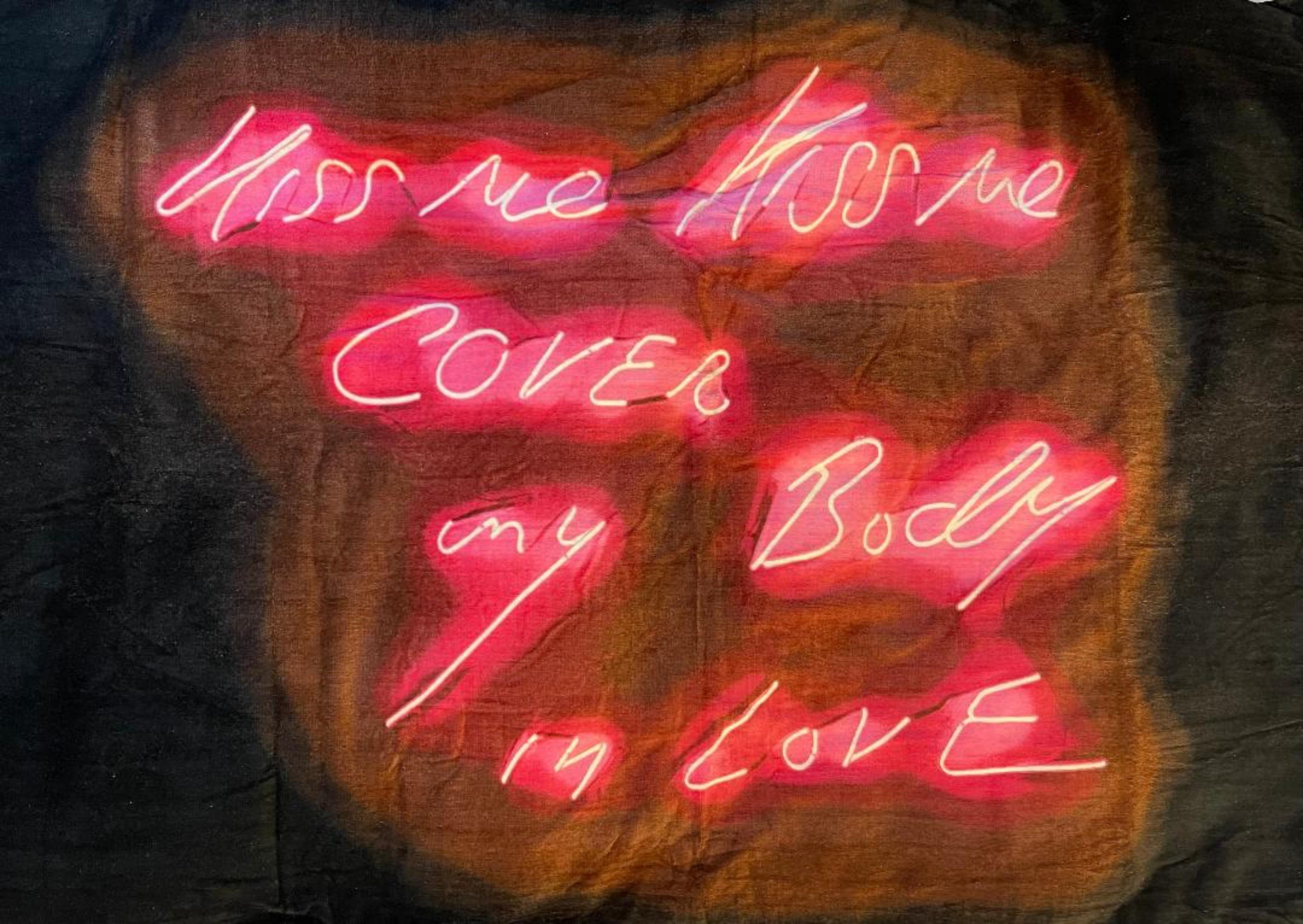 Tracey Emin
Kiss Me Kiss Me Towel, 2014 with Official plate signed COA
Brand new: unframed and comes folded (framed images for inspiration only)
Limited Edition silkscreen on oversized 100% velour cotton beach towel wrapped in an official