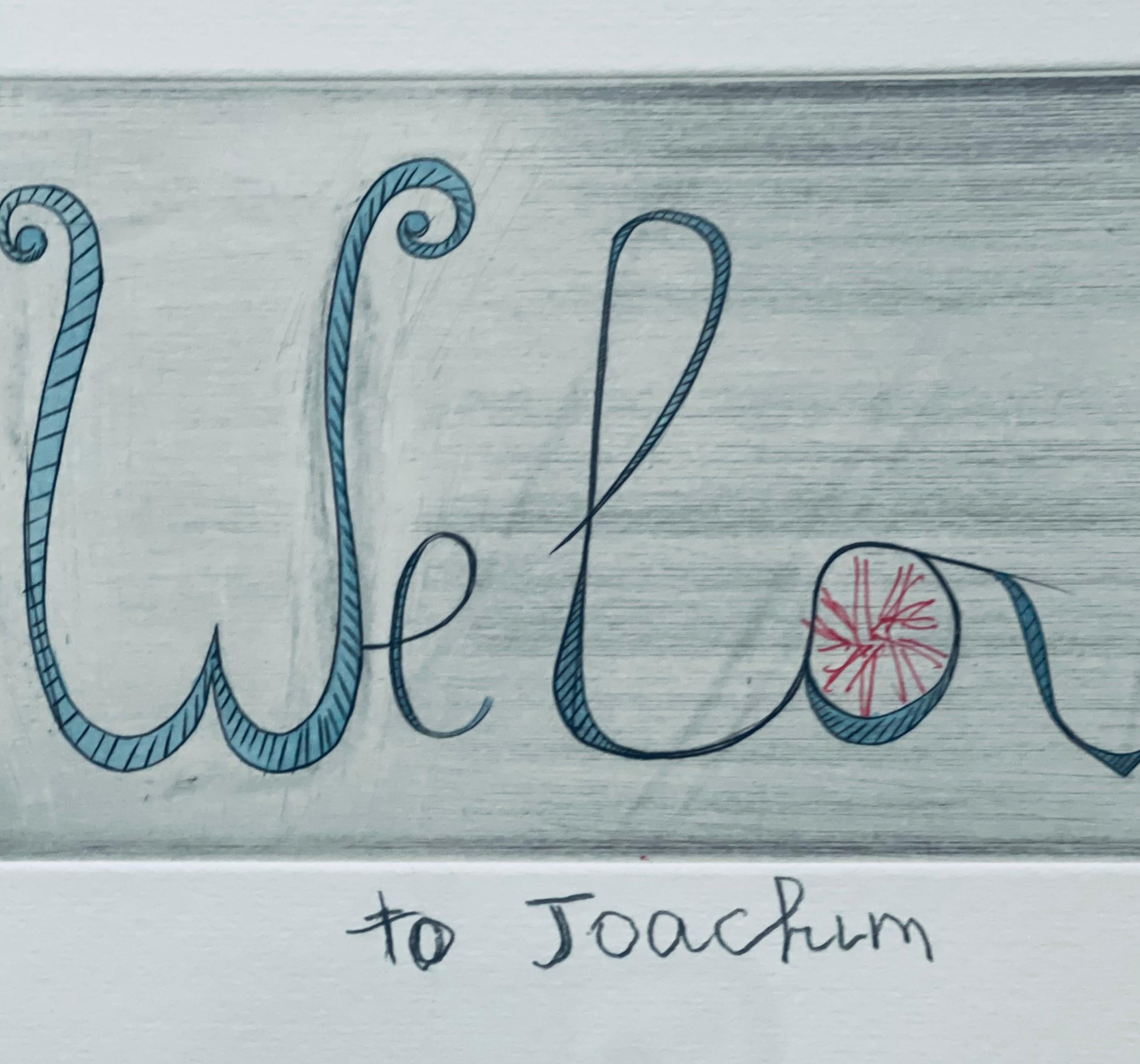 We Love You, drawing on engraving signed & inscribed unique variant X/X, Framed - Abstract Art by Louise Bourgeois