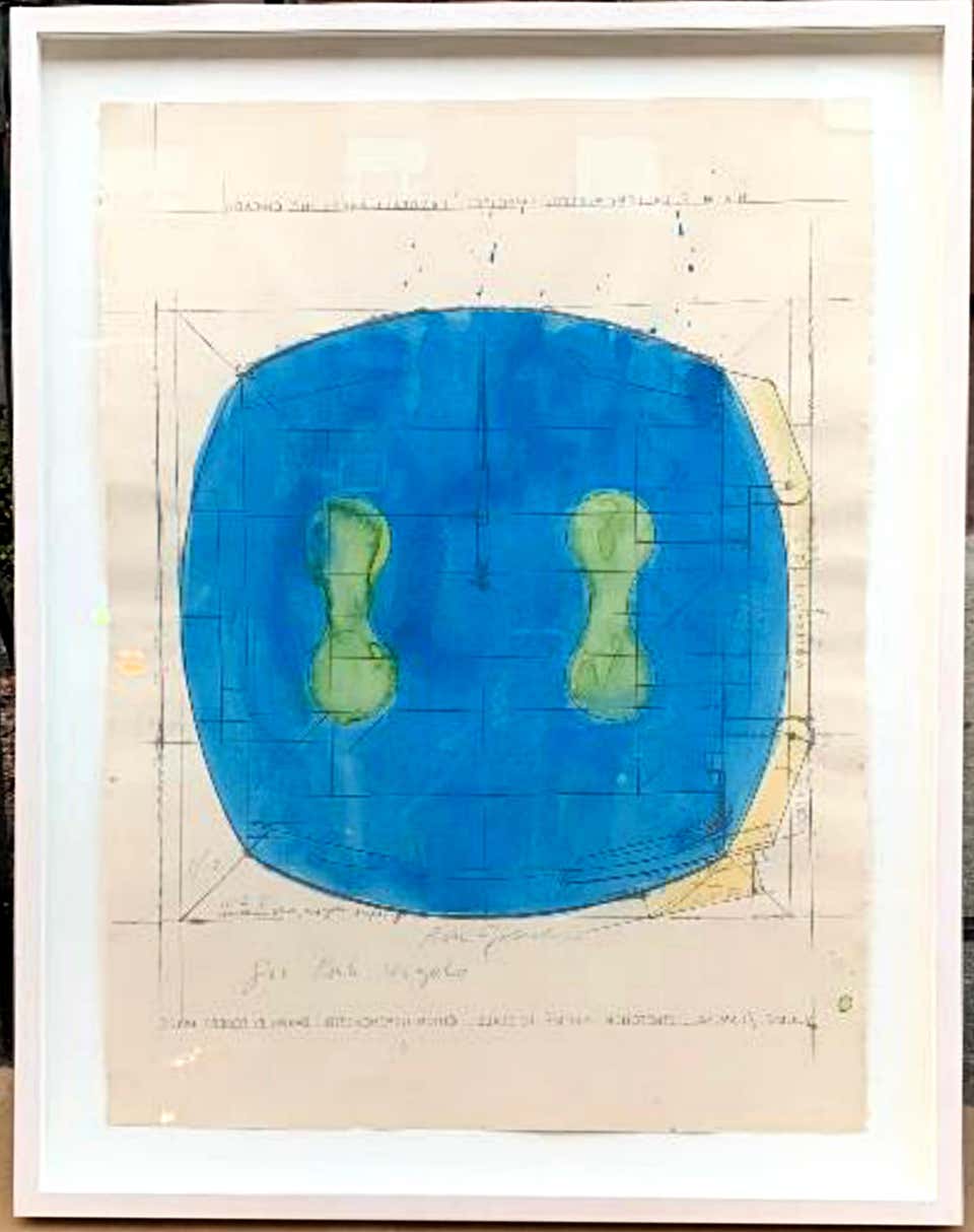 Ron Gorchov - signed and inscribed watercolor, to designer Robert Vogele, Framed