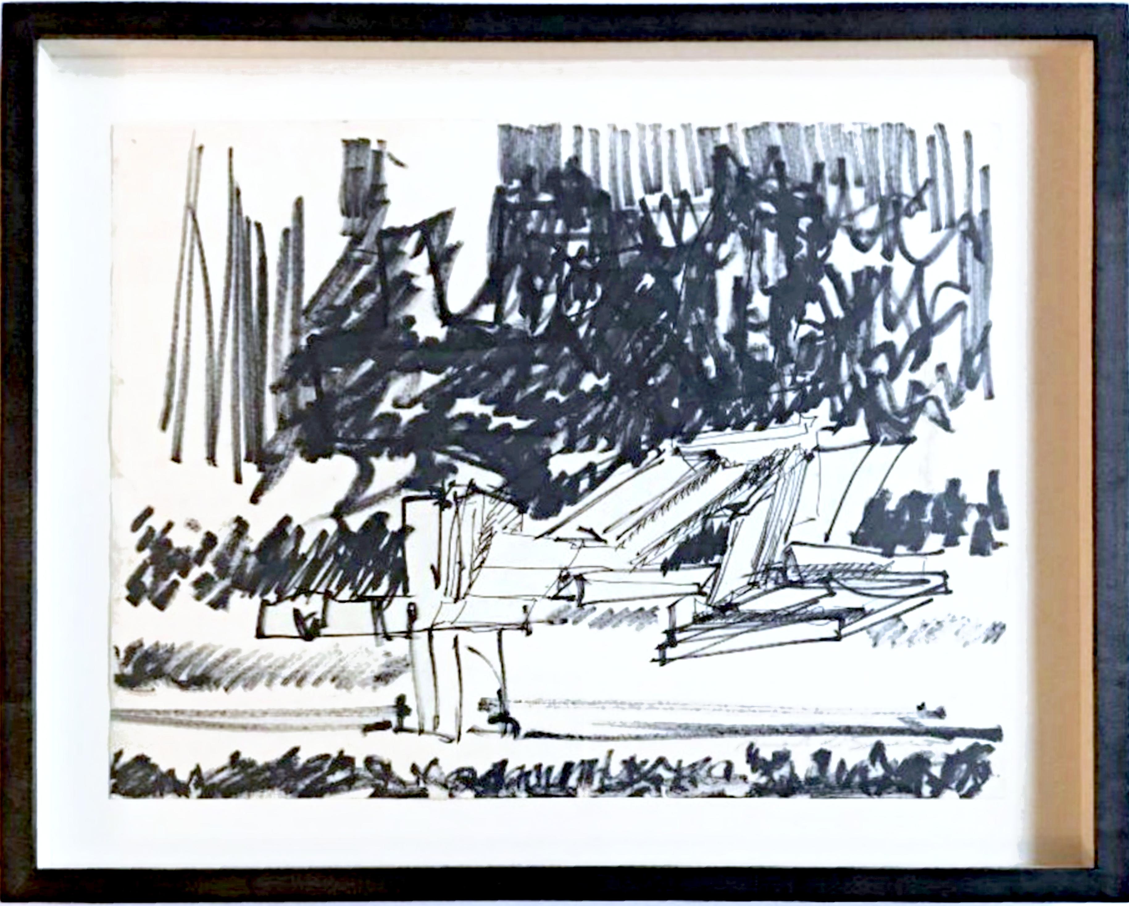 Drawing for van Abbemuseum, Eindhoven, curator provenance, unique, signed framed