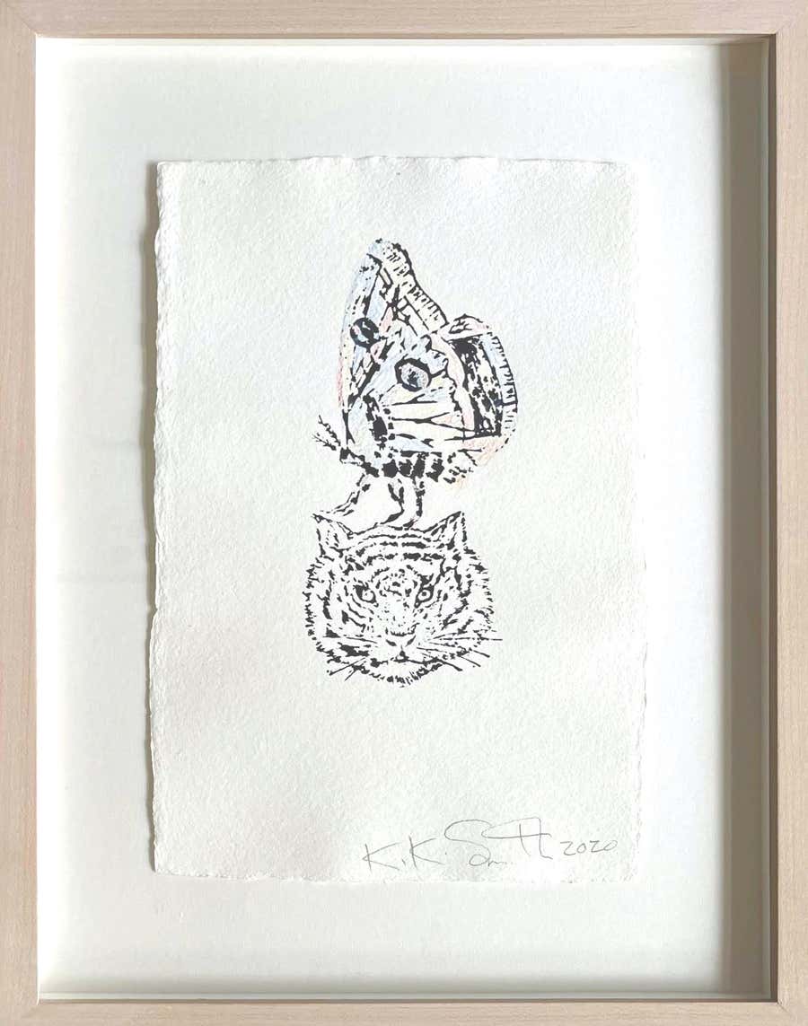 Kiki Smith - Monoprint, Ink and colored pencil on hand made paper Signed Framed
