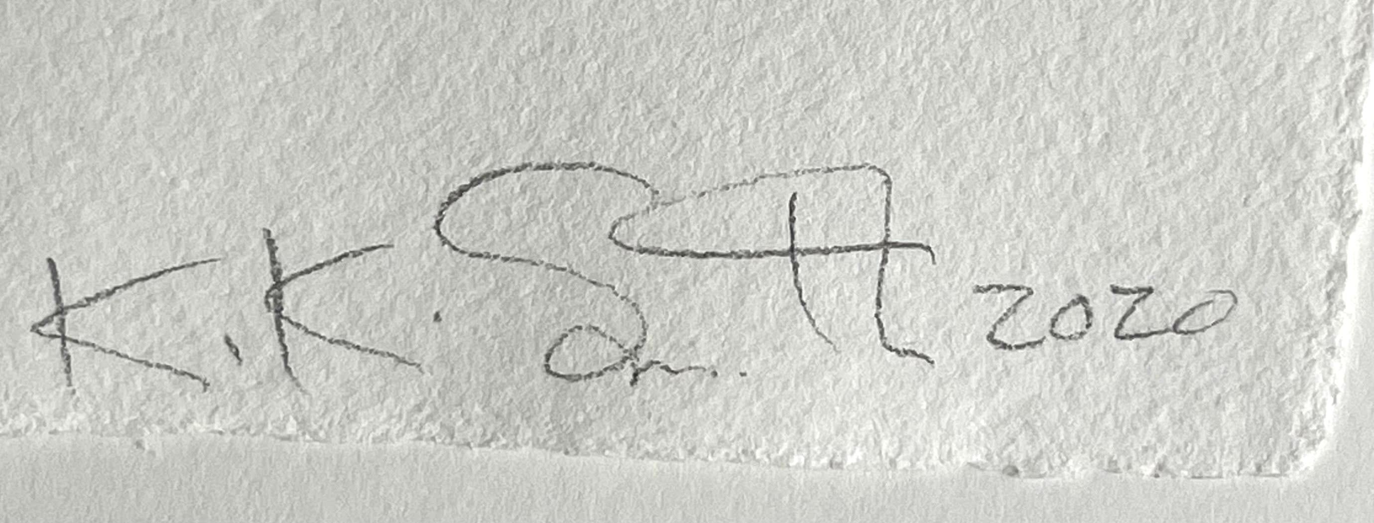 Empathy Monoprint, Encre et crayon de couleur sur papier Twin Rocker fait à la main, Signé - Art de Kiki Smith