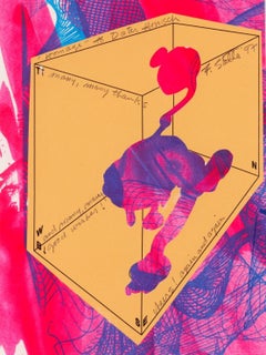 Hommage, einzigartige Papiercollage, signiert und beschriftet für einen europäischen Museumskurator Gerahmt