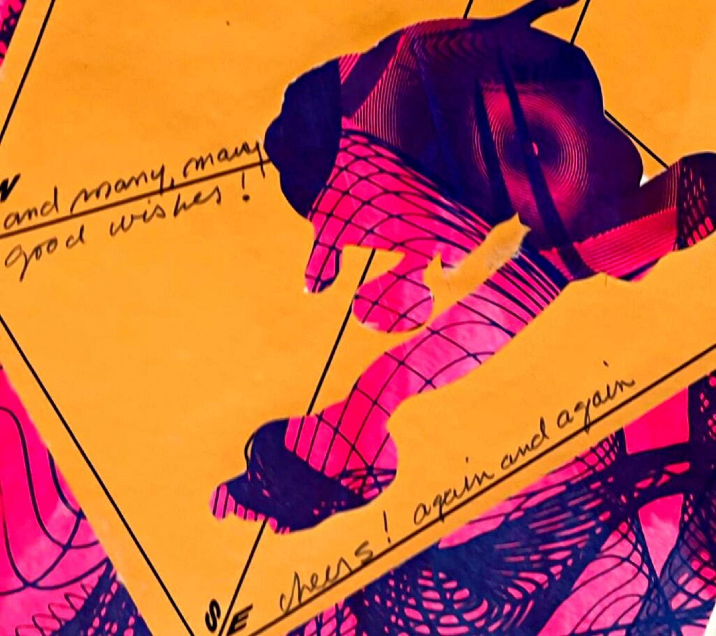 Homenaje, collage de papel único firmado, inscrito al conservador de un museo europeo Enmarcado en venta 4