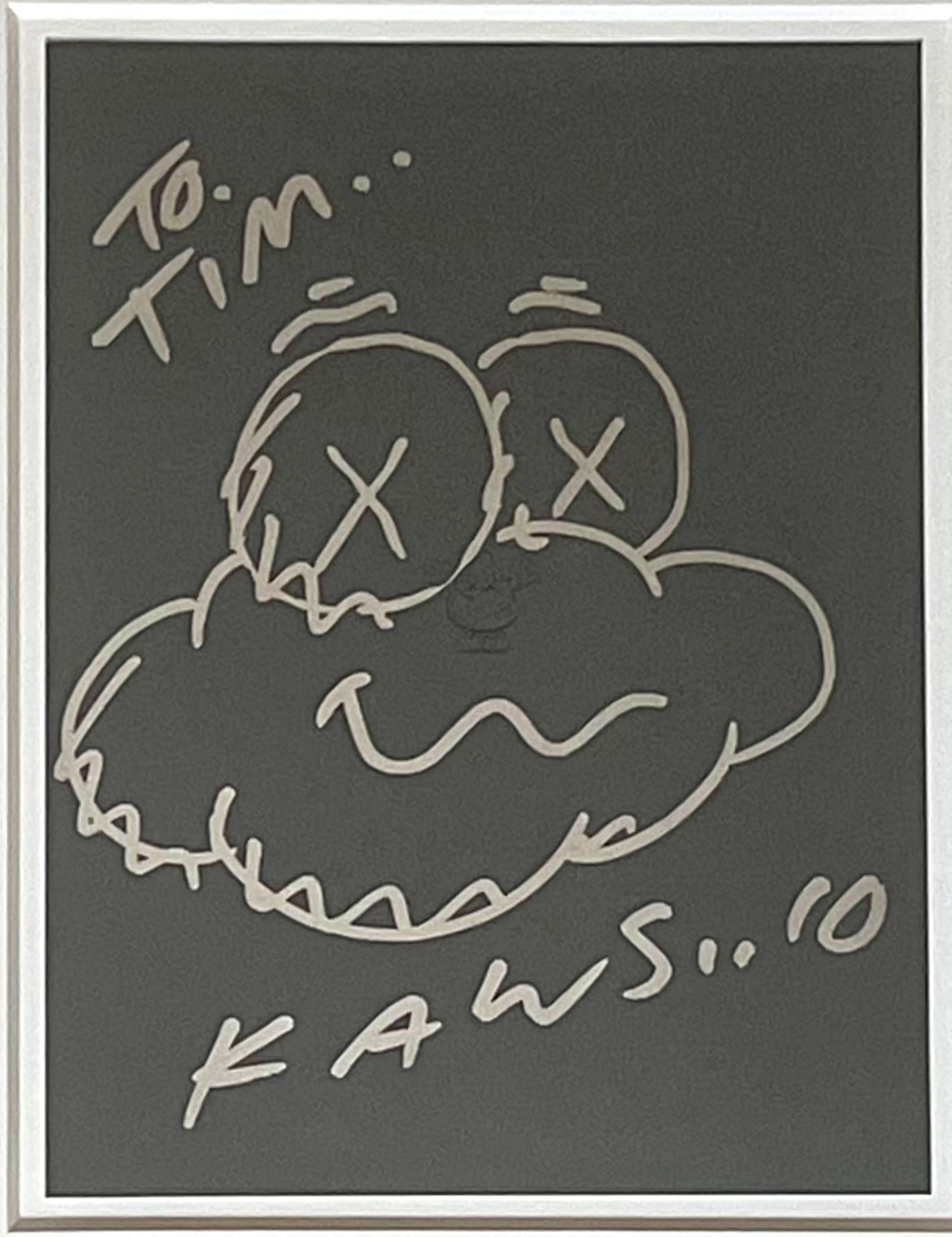 Dibujo de nube único, firmado a mano e inscrito por el artista pop/de calle KAWS Enmarcado en venta 2