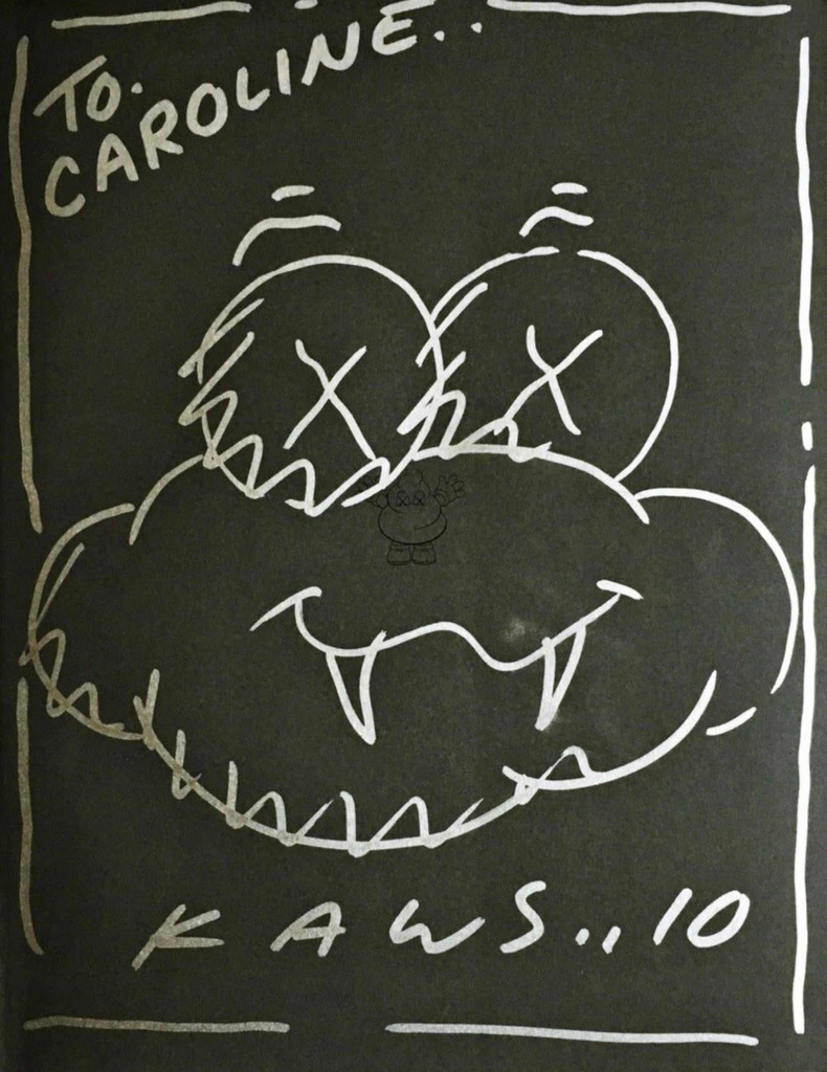 Dibujo de nube único, firmado a mano, fechado e inscrito a Caroline, en monografía - Art de KAWS
