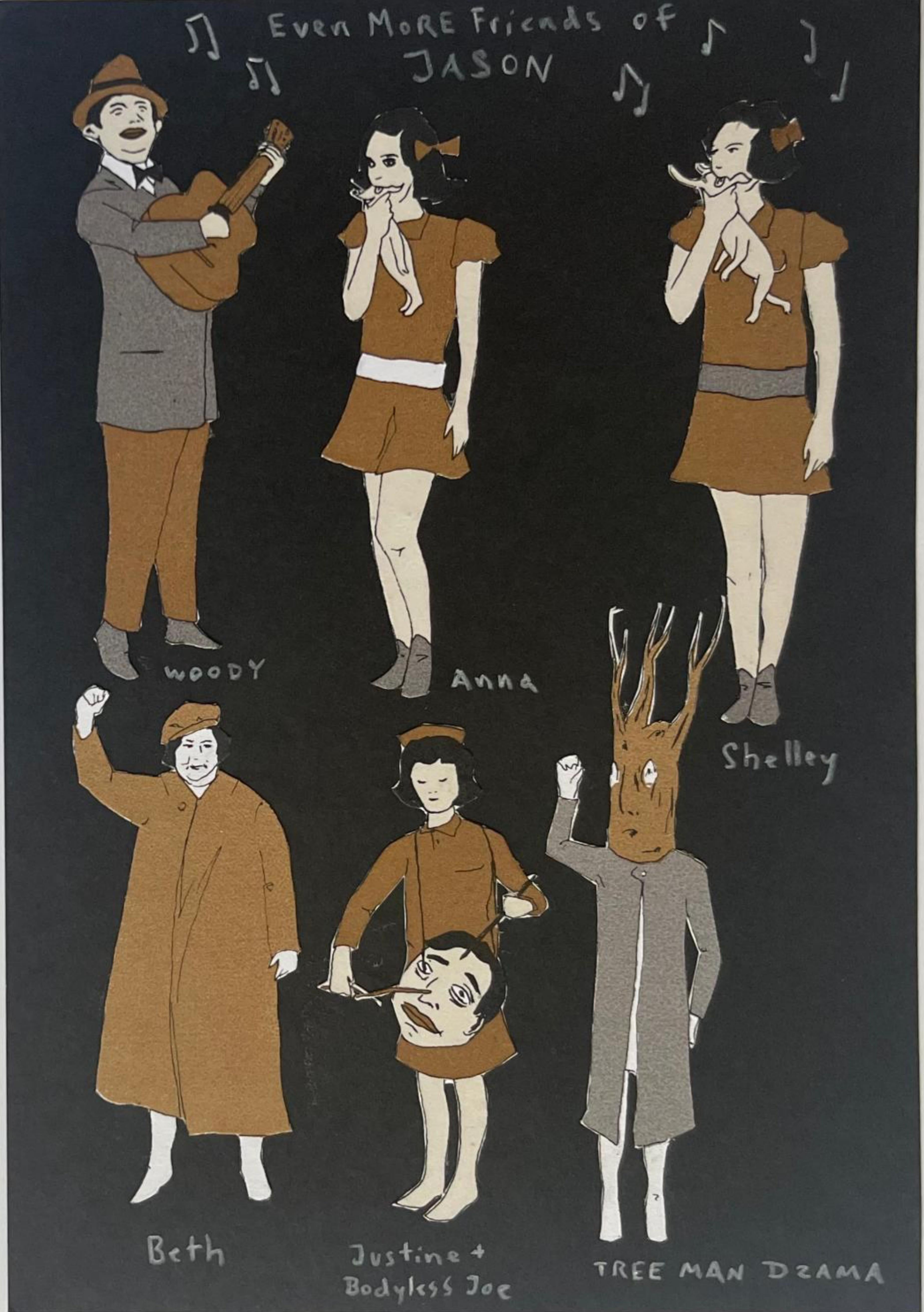 Even More Friends of Jason, including Dzama, from Estate of Jason Polan, Signed - Art di Marcel Dzama