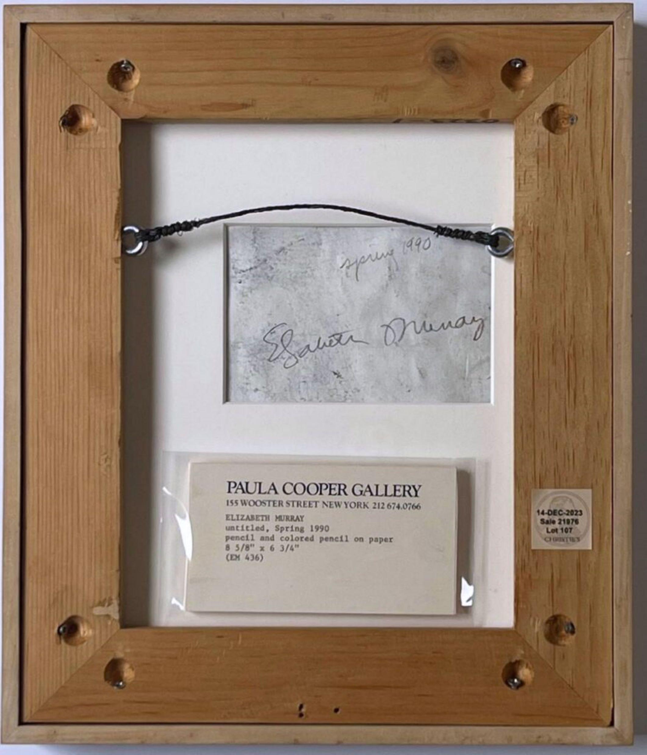 Abstract Composition, Graphite, colored pencil and paper collage, Signed, Framed - Gray Abstract Painting by Elizabeth Murray