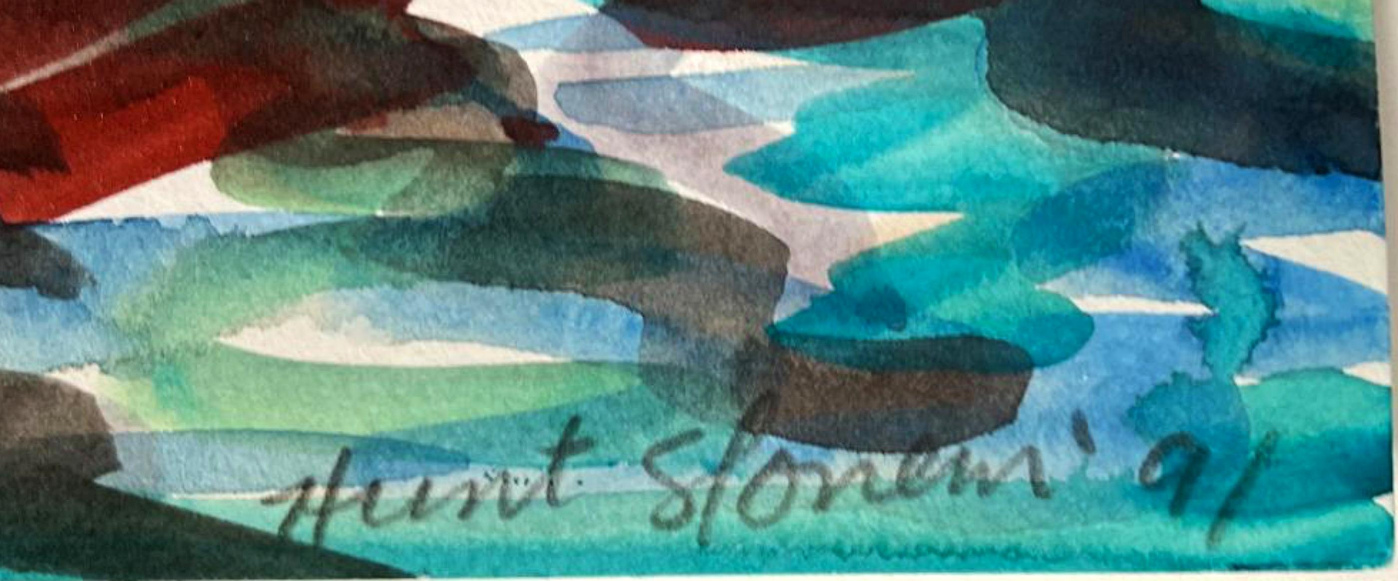 Hunt Slonem - Duck watercolor painting (Hand Signed 3x to a Warhol muse), Framed in vendita 1