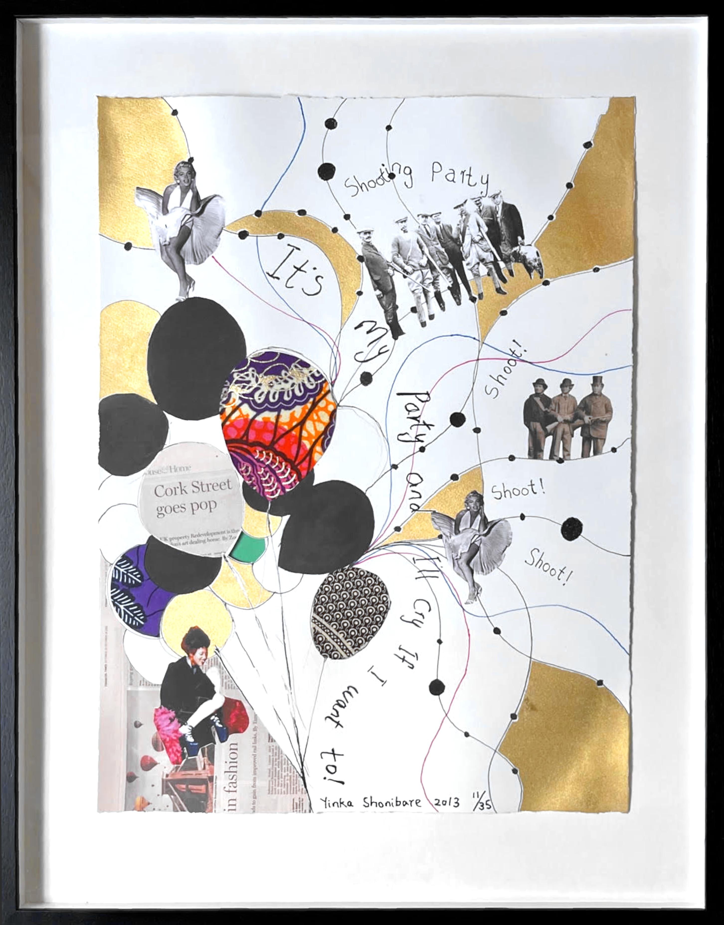 Yinka Shonibare Abstract Drawing – Yinka Shonibari It
s My Party 
I
ll Cry If I Want To 24ct gold leaf mixed media