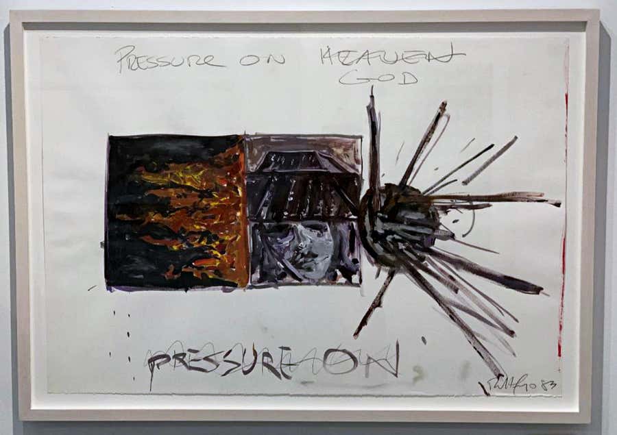Robert Longo - Pressure on God - Unique iconic 1980s work on paper signed Framed