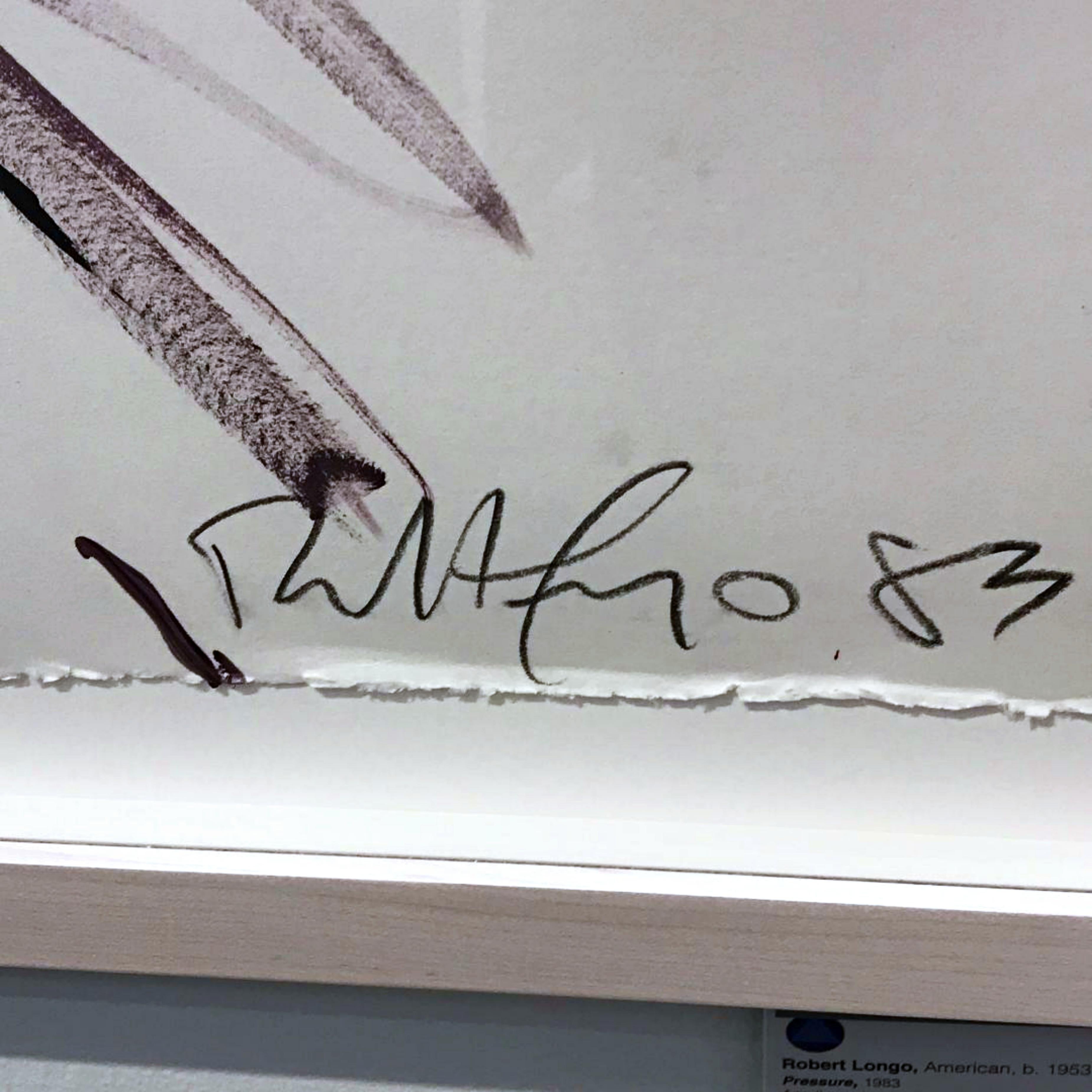 Robert Longo - Pressure on God - Unique iconic 1980s work on paper signed Framed For Sale 2