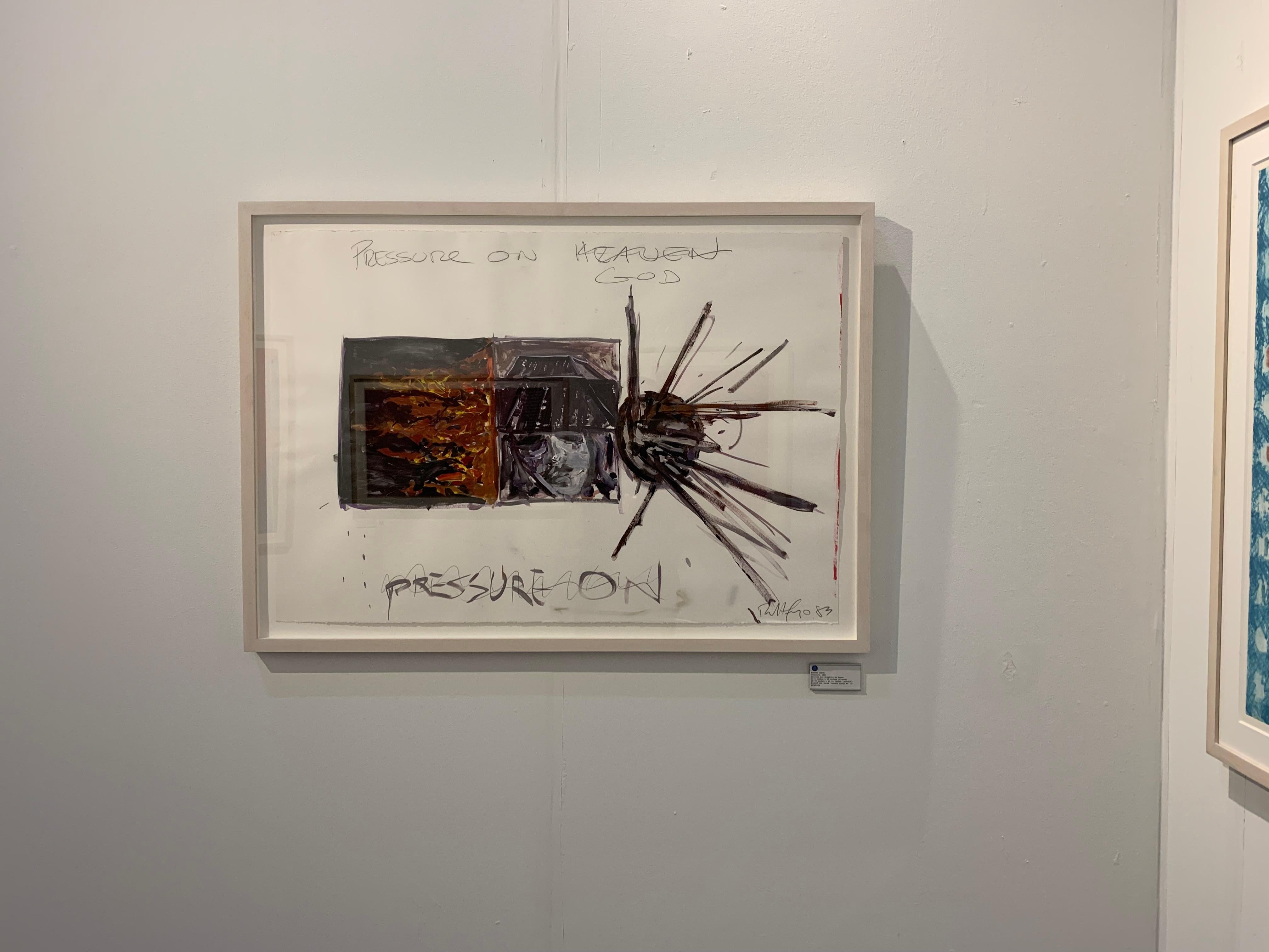 Robert Longo - Pressure on God - Unique iconic 1980s work on paper signed Framed For Sale 3