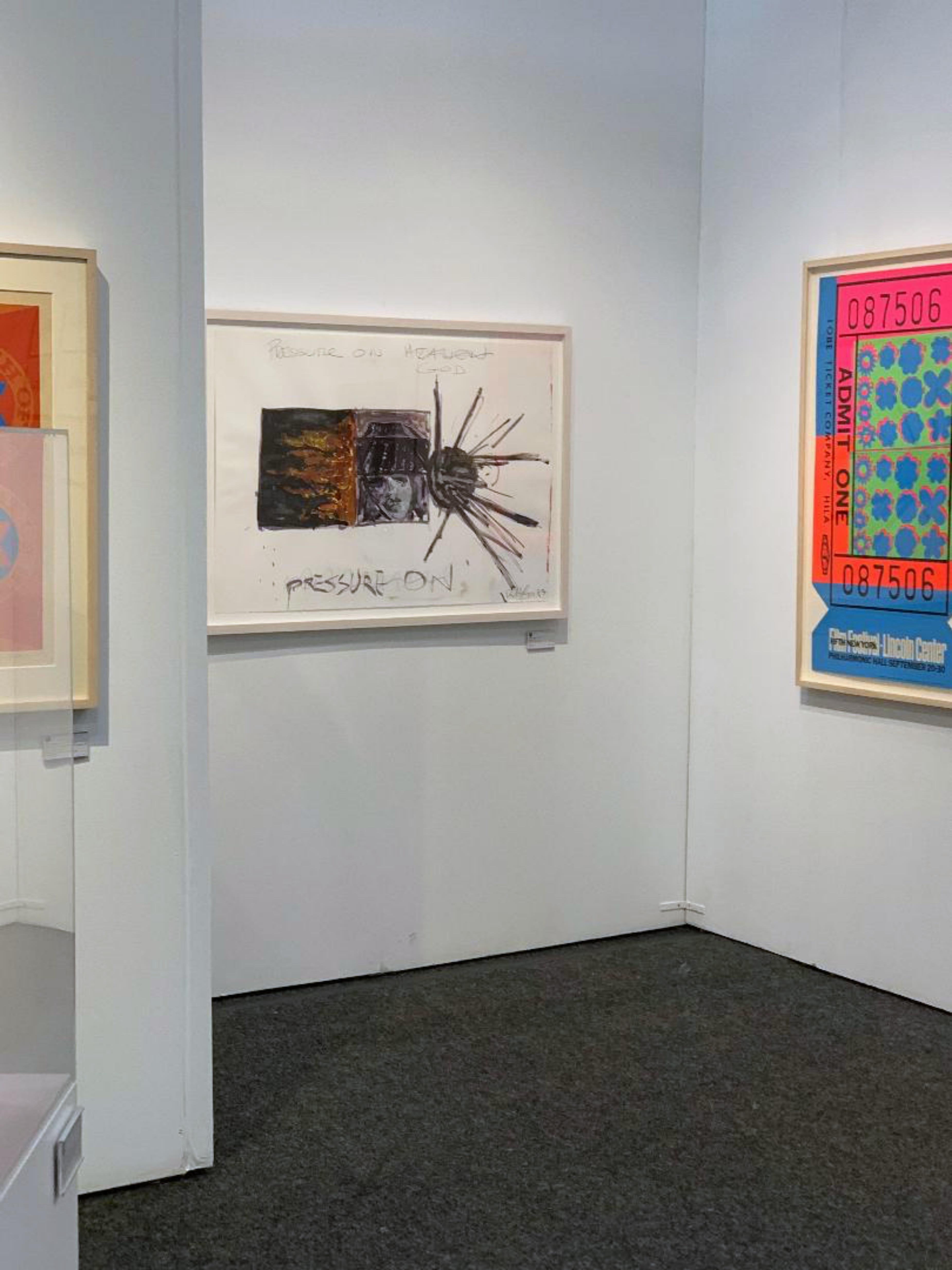 Robert Longo - Pressure on God - Unique iconic 1980s work on paper signed Framed For Sale 4