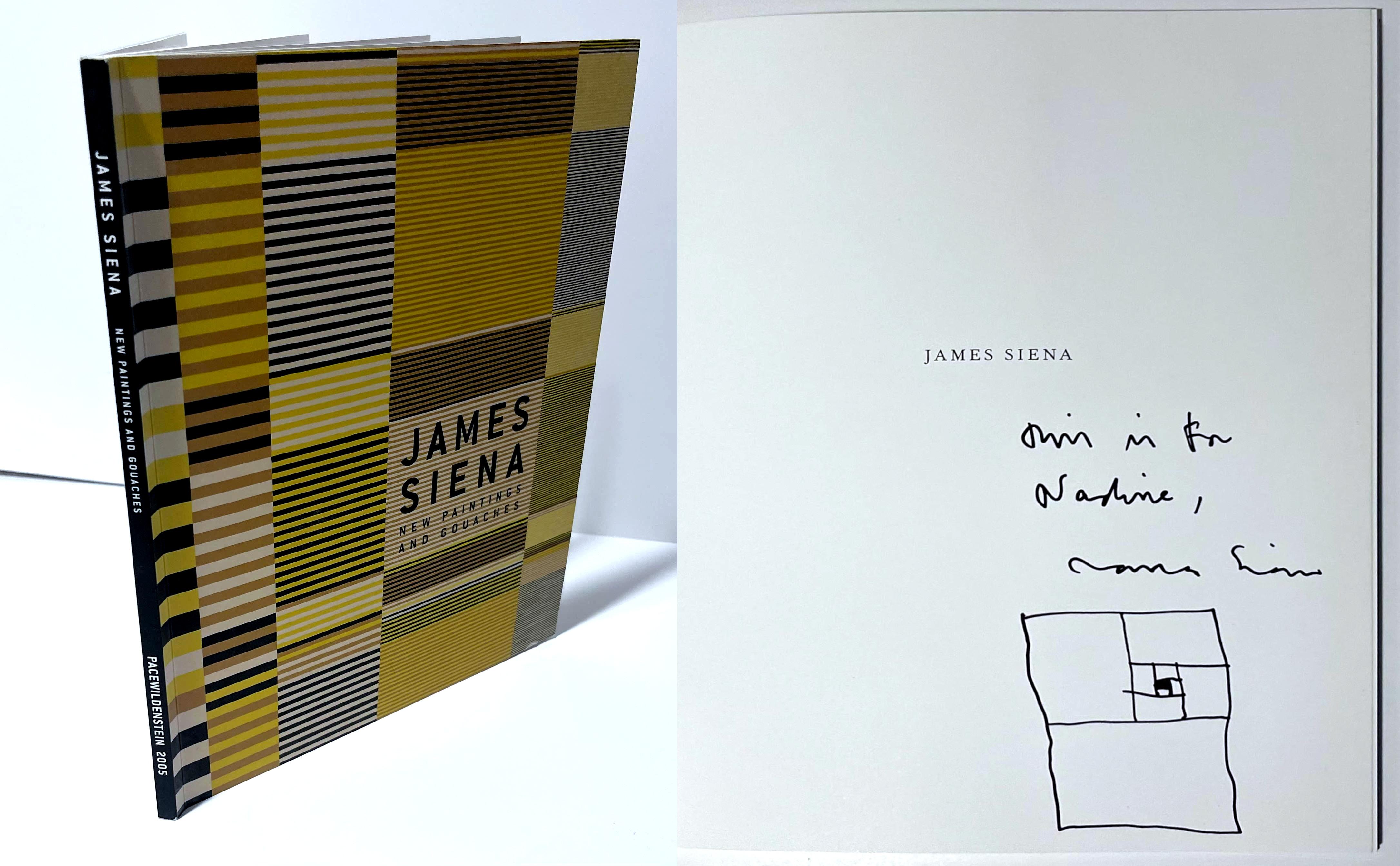 James Siena
"This is for Nadine", signed drawing, 2005
Original drawing done in black marker, bound in the title page of softcover PACE Gallery catalogue with stiff wraps 
hand signed and inscribed by James Siena on half title page
11.25 x 9.25 x