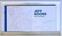 Jeff Koons, Flowers & Sun, ink drawing, signed and inscribed in monograph Framed