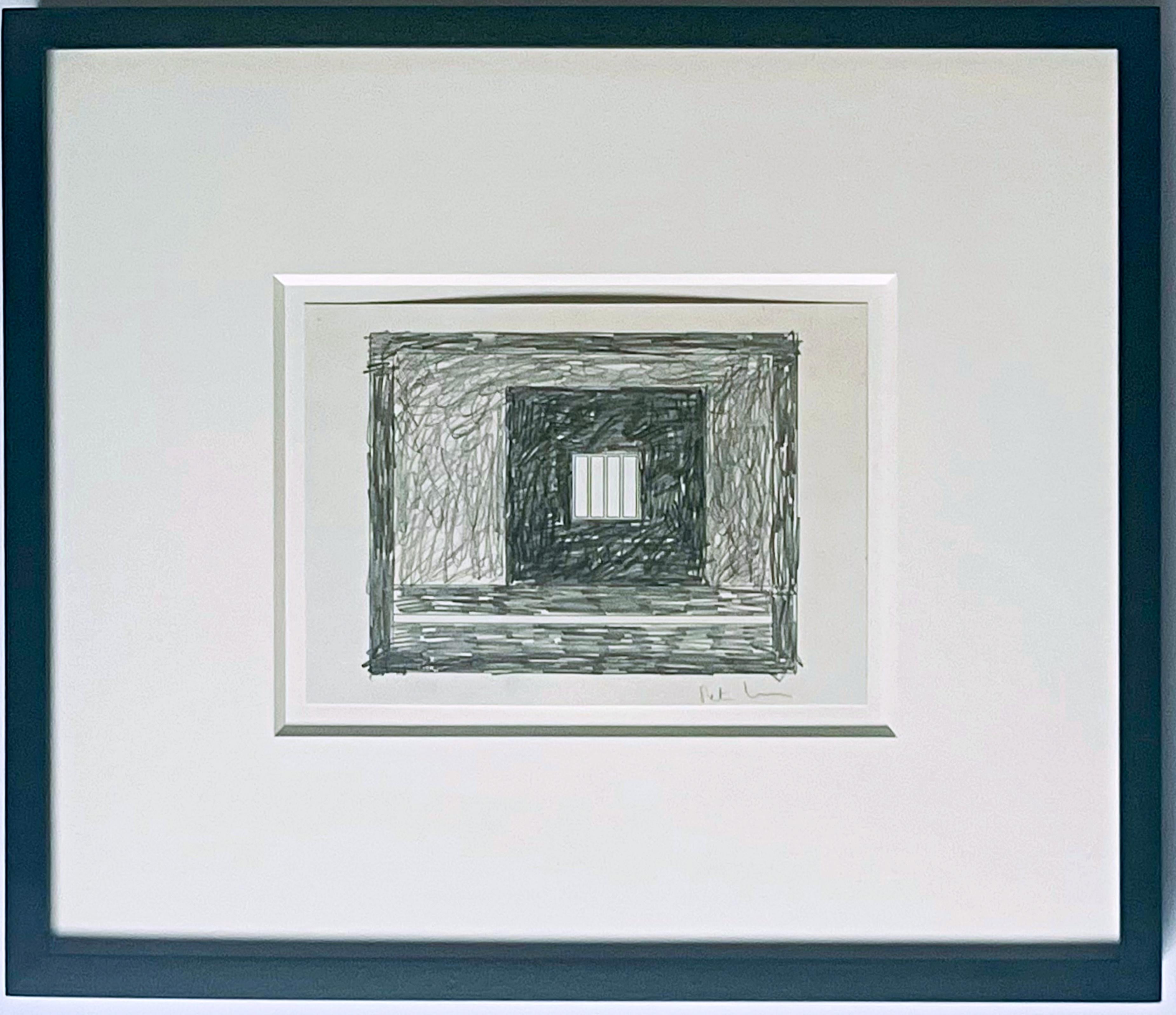 Peter Halley
Prison 30, 1995
Original graphite drawing on paper
Pencil signed on the on the front. Titled and dated on the back 
This unique work on paper was created by Peter Halley in 1995 to benefit the AIDS Community Research Initiative of