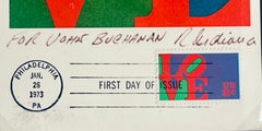 Robert Indiana, Handwritten letter with original postmarked LOVE FDC, signed 2x