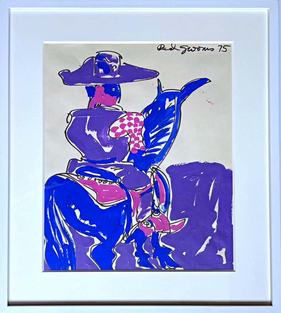 Red Grooms, Ruckus Rodeo, unique acrylic painting, signed, framed w/ provenance