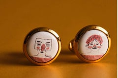 David Hockney, Rake's Progress Bedlam Opera Cufflinks (new in original gift box)