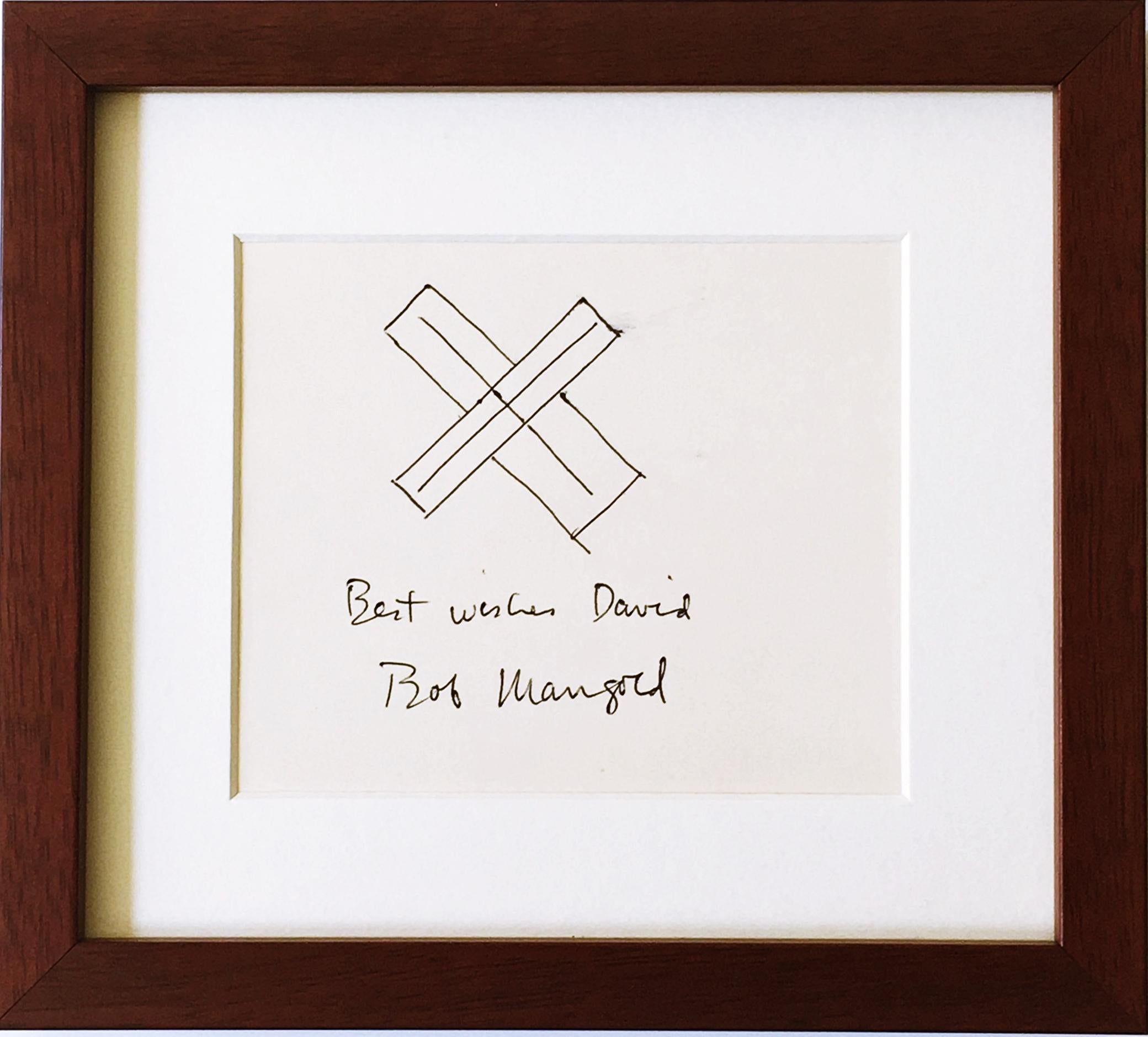 Robert Mangold
Untitled minimalist drawing, ca. 1980
Drawing in Ink on Paper
Hand signed and inscribed on lower front Inscription reads as follows: Best Wishes David Bob Mangold
Frame Included
This original drawing by Bob Mangold is hand signed and