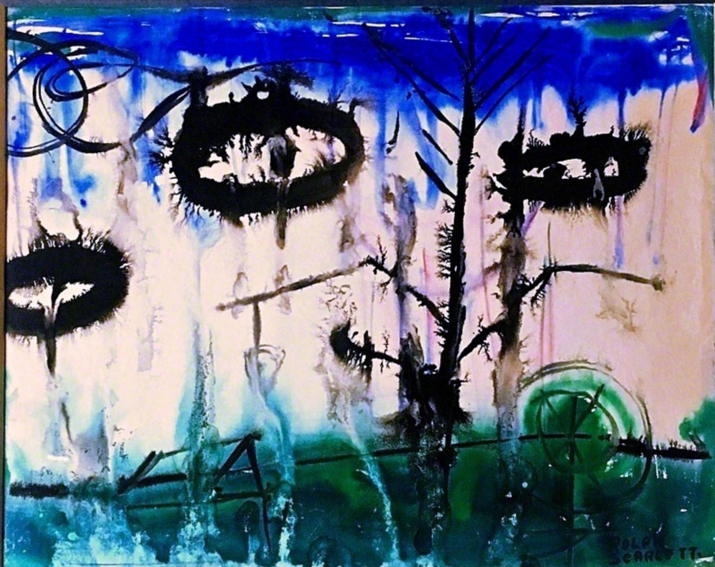 Rolph Scarlett - Signed Abstract Expressionist painting on paper mid century mod