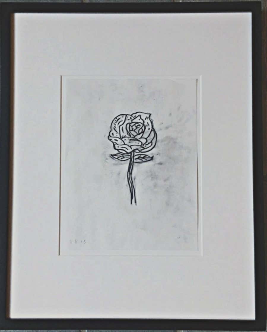 Donald Baechler - Unique signed drawing, Museum of Contemporary Art, Detroit MI