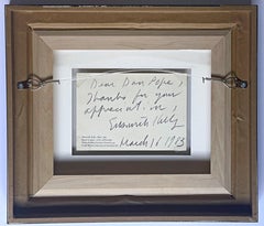 Ellsworth Kelly - Handwritten signed note on card to renowned collector, Framed