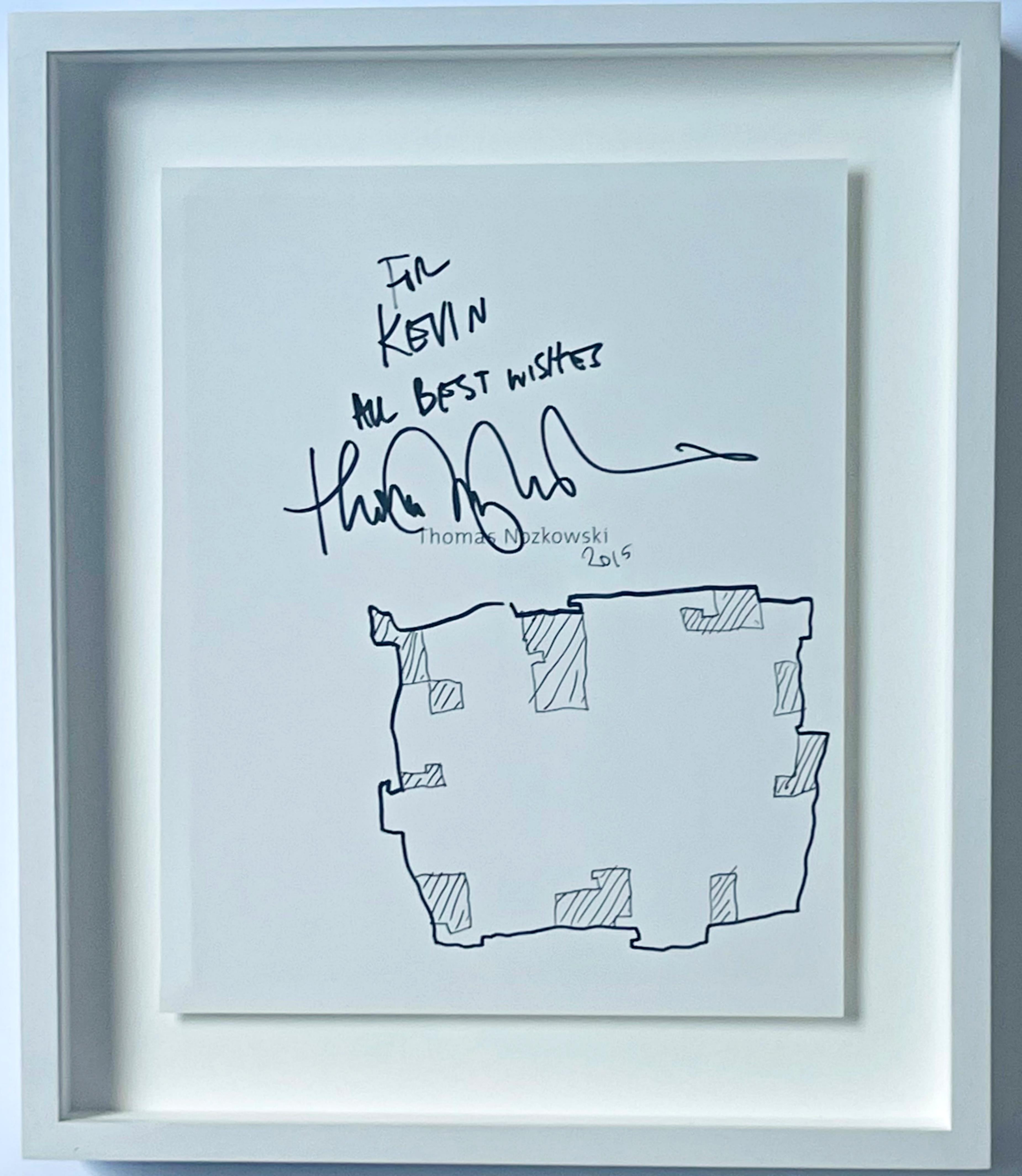 Thomas Nozkowski
"For Kevin", original drawing
Original drawing done on marker on title page of of monograph
Boldly signed and inscribed "For Kevin All Best Wishes" and dated 2015 in marker
This intricate, unique drawing was done for the present