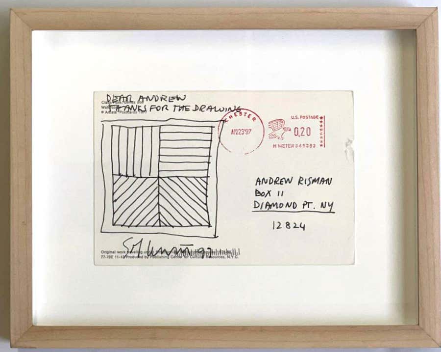 Sol Lewitt Lines in Four Different Directions original signed inscribed drawing