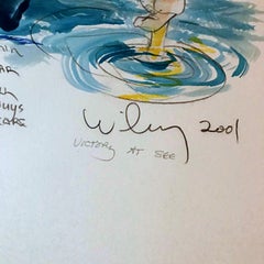 William T. Wiley - Victory at See w/ Sea Shanty Pittura unica su carta, firmata